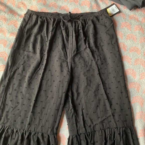 flare cotton black polka dot pants - Picture 1 of 2